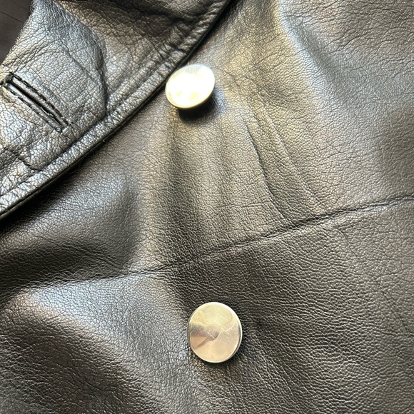 Black Leather Trench Jacket - Picture 3 of 9